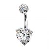 Luxusní piercing do pupíku s Moissanity 2.50ct, TITAN