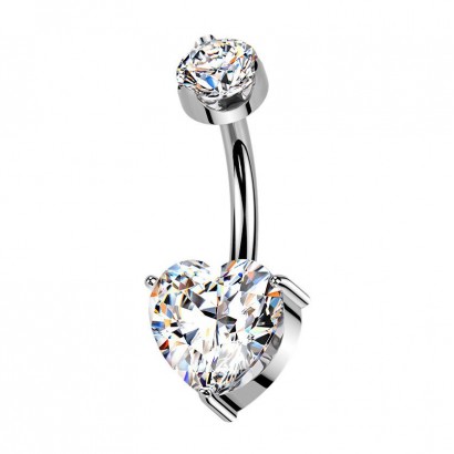 Luxusní piercing do pupíku s Moissanity 2.50ct, TITAN