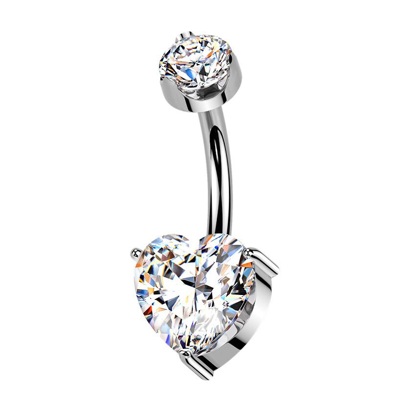 Luxusní piercing do pupíku s Moissanity 2.50ct, TITAN - TM002
