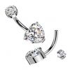 Luxusní piercing do pupíku s Moissanity 2.50ct, TITAN