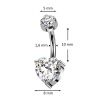 Luxusní piercing do pupíku s Moissanity 2.50ct, TITAN