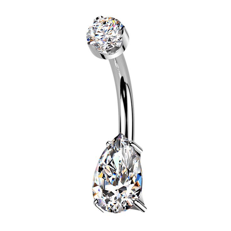 Luxusní piercing do pupíku s Moissanity 1.25ct, TITAN - TM003