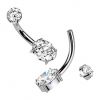Luxusní piercing do pupíku s Moissanity 1.25ct, TITAN