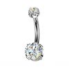 Luxusní piercing do pupíku s Moissanity 1.05ct, TITAN