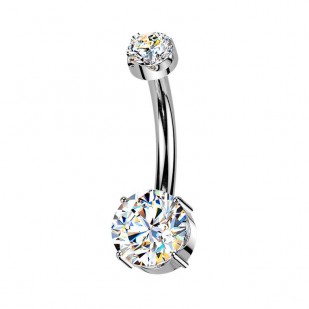 Luxusní piercing do pupíku s Moissanity 1.05ct, TITAN