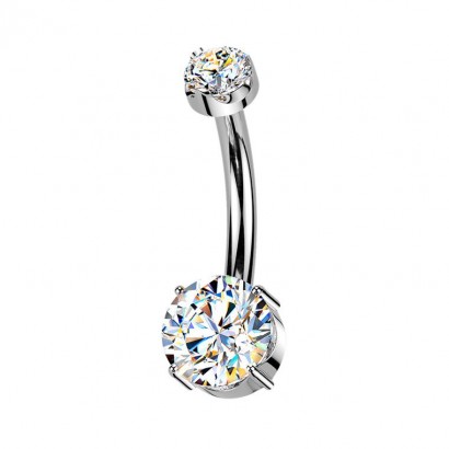 Luxusní piercing do pupíku s Moissanity 1.05ct, TITAN
