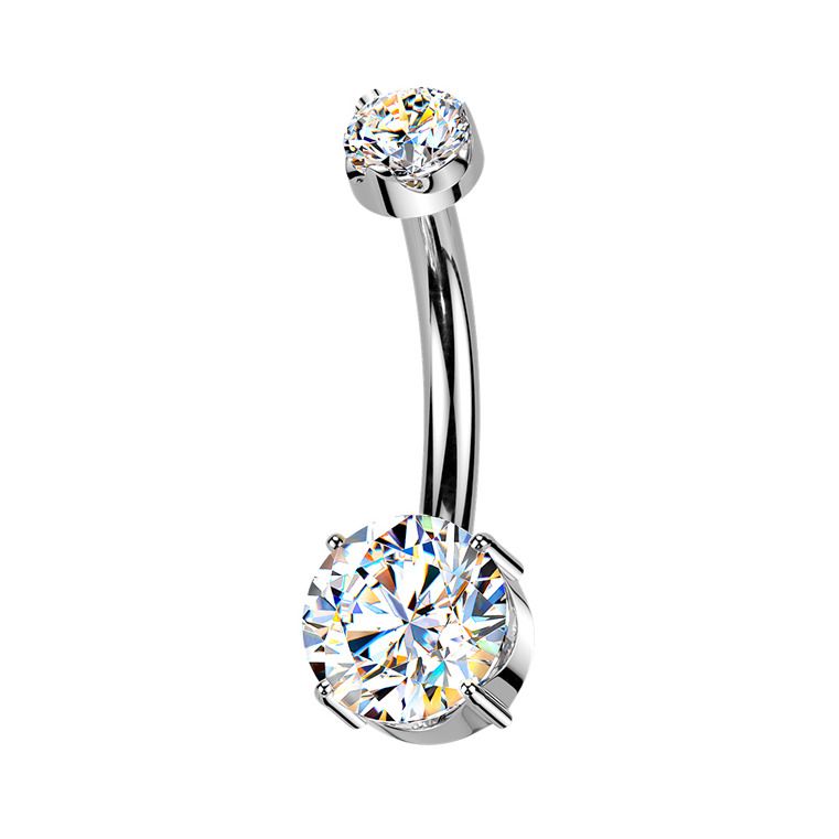 Luxusní piercing do pupíku s Moissanity 1.05ct, TITAN - TM006-S