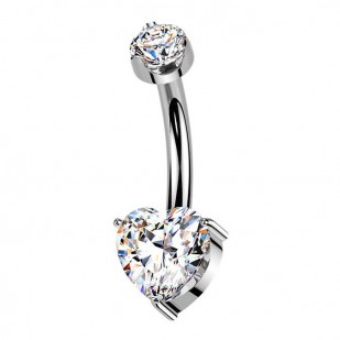 Luxusní piercing do pupíku s Moissanity 1.00ct, TITAN
