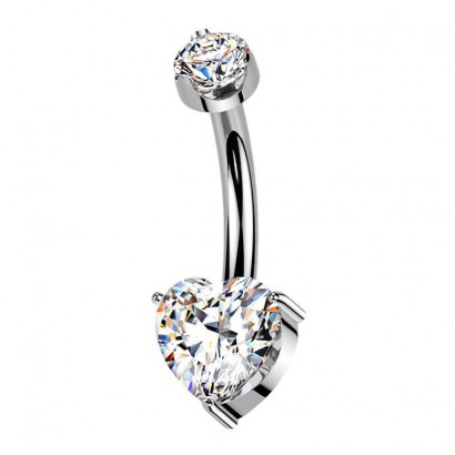 Luxusní piercing do pupíku s Moissanity 1.00ct, TITAN