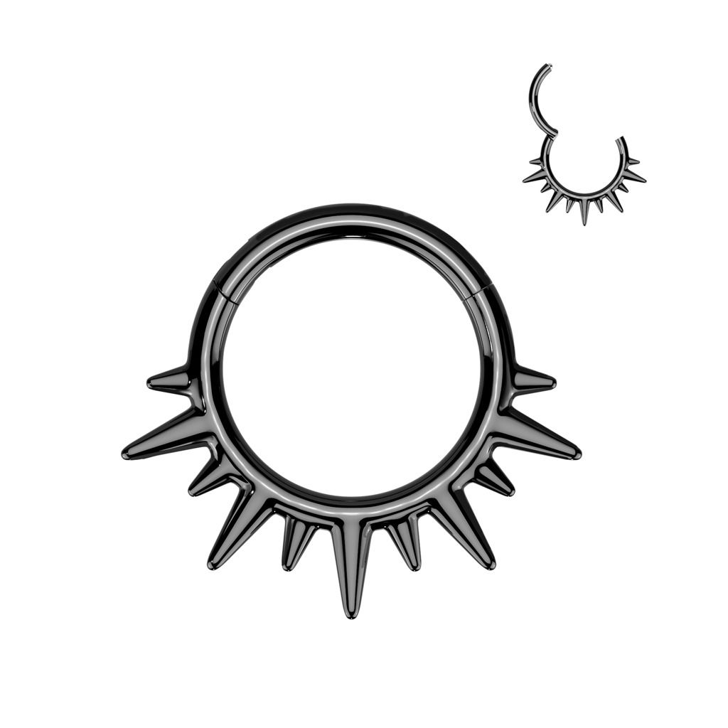 Levně Černý ocelový kruh - helix / cartilage / septum piercing - SG125-K