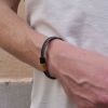 Náramek pánský recykl. kůže modrošedá a zlaté ozdoby 43033.3 modrá/šedá