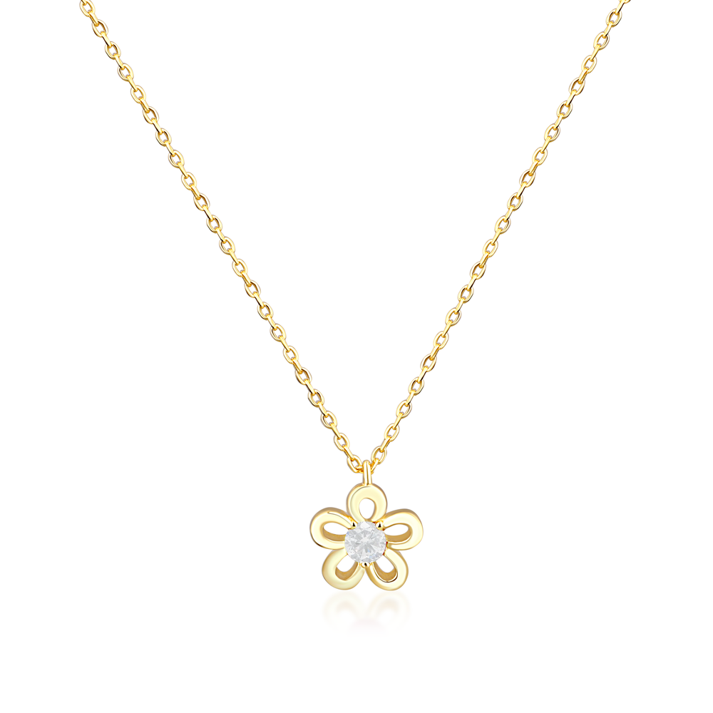 Stříbrný zlacený náhrdelník kytička