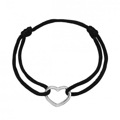 Kabbalah náramek se stříbrným srdcem 13093.3 black