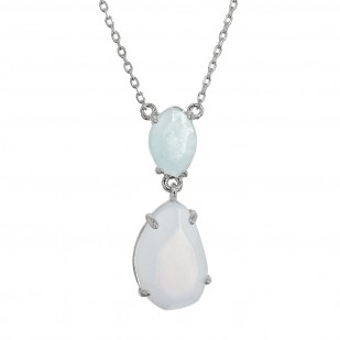Stříbrný náhrdelník s akvamarínem a chalcedonem 12161.3