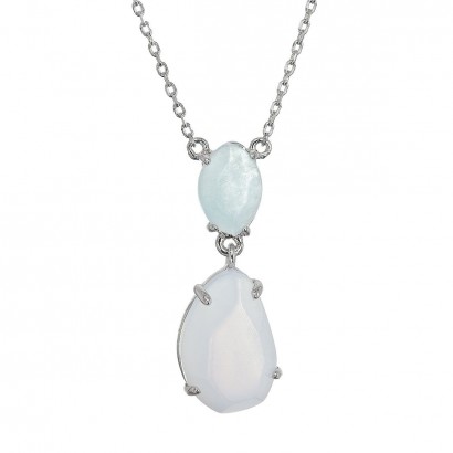 Stříbrný náhrdelník s akvamarínem a chalcedonem 12161.3