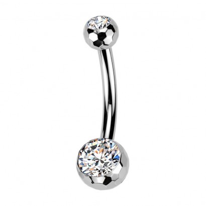Piercing do pupíku banánek malý - TITAN, kuličky 4 a 6 mm