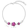 Stříbrný náramek se Swarovski krystaly růžová kytička 33112.3 fuchsia