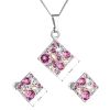 Sada šperků s krystaly Swarovski náušnice, řetízek a přívěsek růžový kosočtverec 39126.3