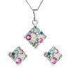 Sada šperků s krystaly Swarovski náušnice, řetízek a přívěsek zelený kosočtverec 39126.3 chrysolite