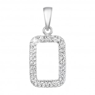 Stříbrný přívěsek s krystaly Swarovski bílý obdélník 74072.1
