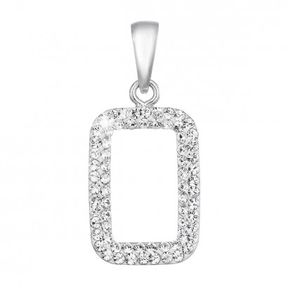 Stříbrný přívěsek s krystaly Swarovski bílý obdélník 74072.1
