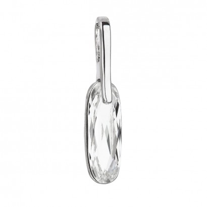 Stříbrný přívěsek s krystaly Swarovski bílý ovál 34241.1