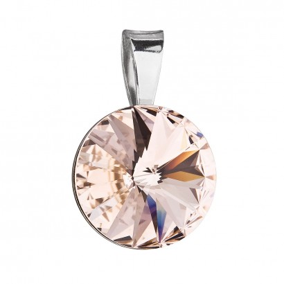Stříbrný přívěsek s krystaly Swarovski hnědý kulatý-rivoli 34112.3