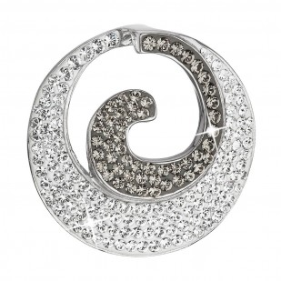 Stříbrný přívěsek s krystaly Swarovski šedý kulatý 34186.3