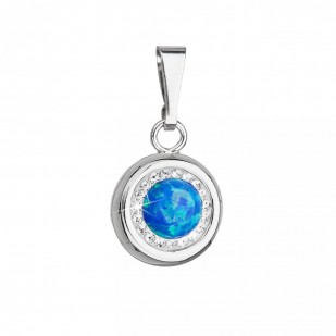 Stříbrný přívěsek s modrým syntetickým opálem a krystaly Swarovski 74096.1 blue