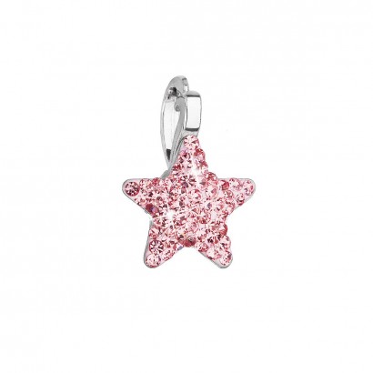 Stříbrný přívěsek s Preciosa krystaly růžová hvězdička 34259.3 lt.rose