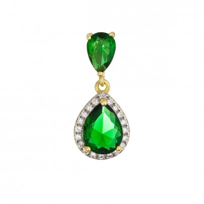 Pozlacený přívěsek zelená kapka 14071.3 green