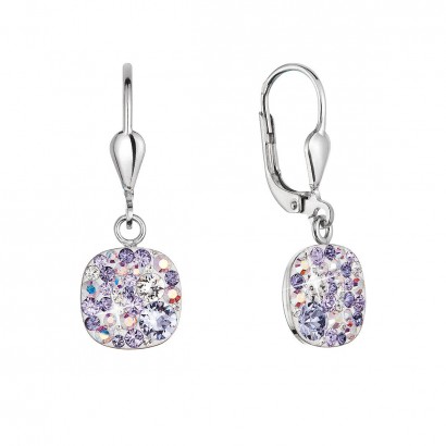 Stříbrné visací náušnice se Swarovski krystaly 31320.3 violet