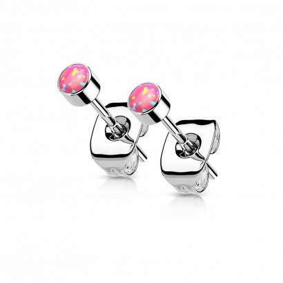 Titanové náušnice s růžovým opálem (3 mm)