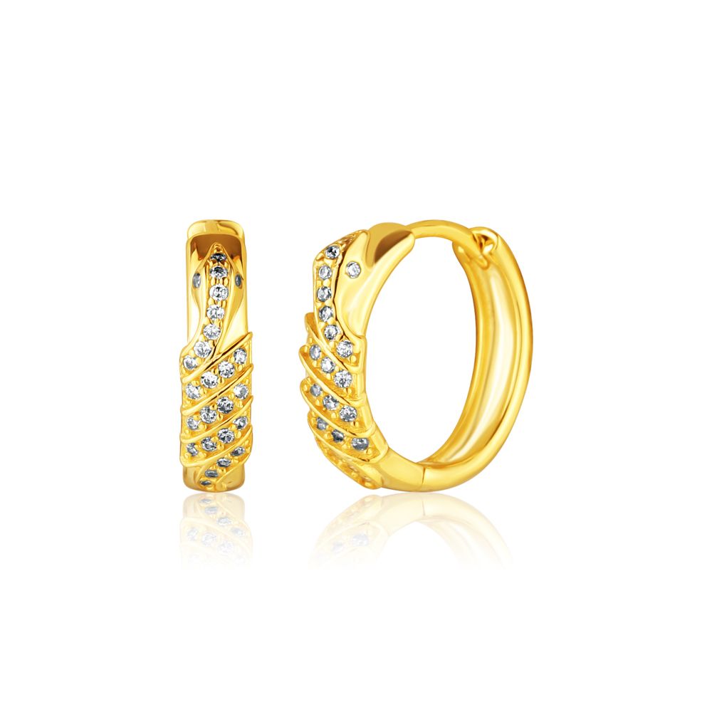 Stříbrné zlacené náušnice kroužky se zirkony