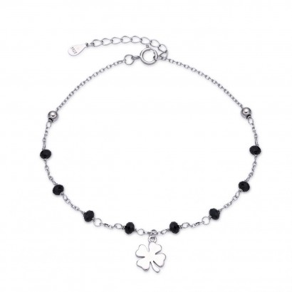 Stříbrný náramek čtyřlístek