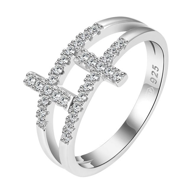 NUBIS Stříbrný prsten s křížky (2,82 g, 58) - NB-5565-58