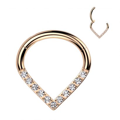 Zlacený piercing se zirkony - septum / helix / cartilage TITAN, 1,2 x 8 mm