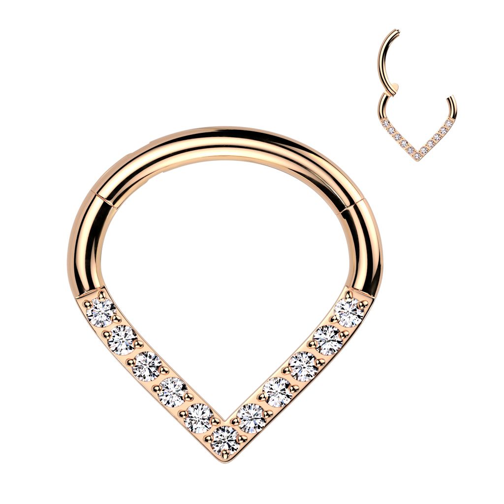 Levně MARRE Zlacený piercing se zirkony - septum / helix / cartilage TITAN, 1,2 x 8 mm