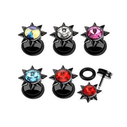 Piercing falešný plug s hrotíky růžový