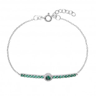 Stříbrný náramek se zelenými zirkony 13116.3 emerald