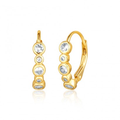 Stříbrné zlacené náušnice se zirkony