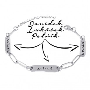 Personalizovaný ocelový náramek se třemi destičkami