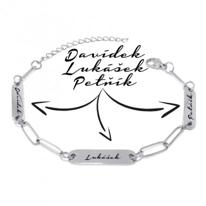 Personalizovaný ocelový náramek se třemi destičkami