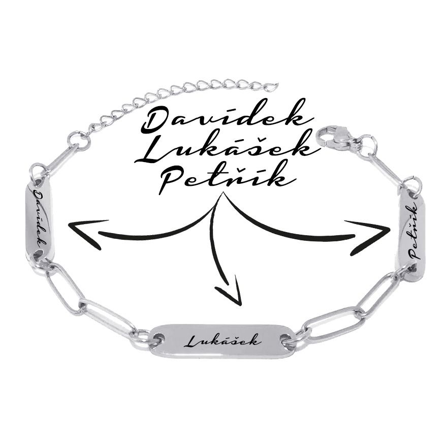 S4U Personalizovaný ocelový náramek se třemi destičkami - OPA1862
