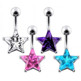 Stříbrný piercing do pupíku - hvězda