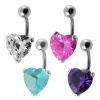 Stříbrný piercing do pupíku - srdíčko (růžová)