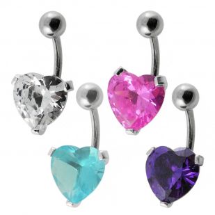 Stříbrný piercing do pupíku - srdíčko