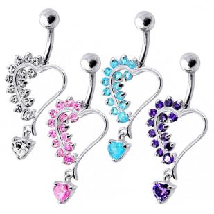 Stříbrný piercing do pupíku - srdíčko