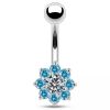 Stříbrný piercing do pupíku - kytička (růžová)