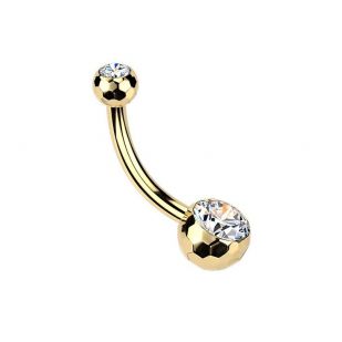 Zlacený percing do pupíku banánek malý - TITAN, kuličky 4 a 6 mm